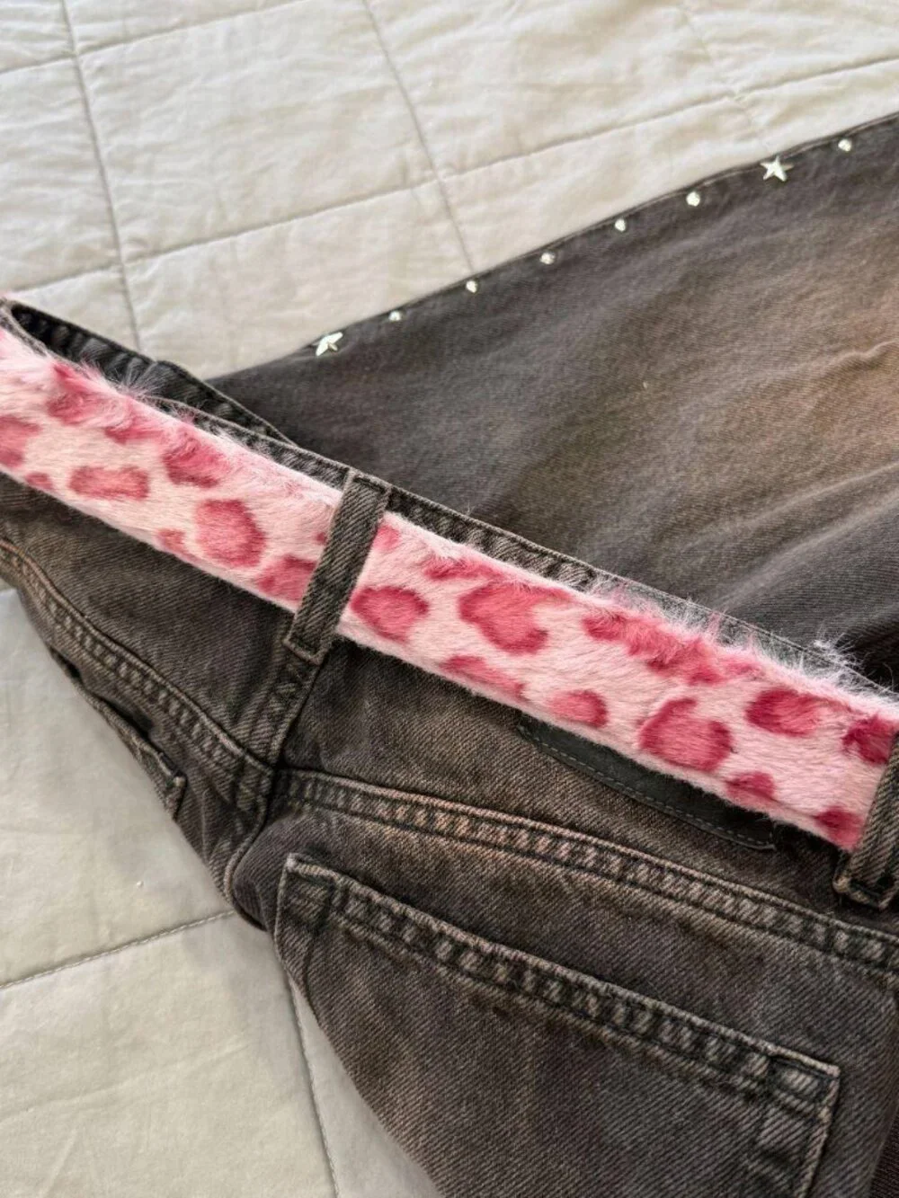 Pink Fuzzy Belt with Single-Prong Buckle